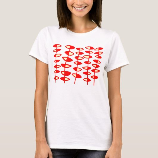 Alternatieve bladeren Abstract - Rood en room T-shirt (Voorkant)