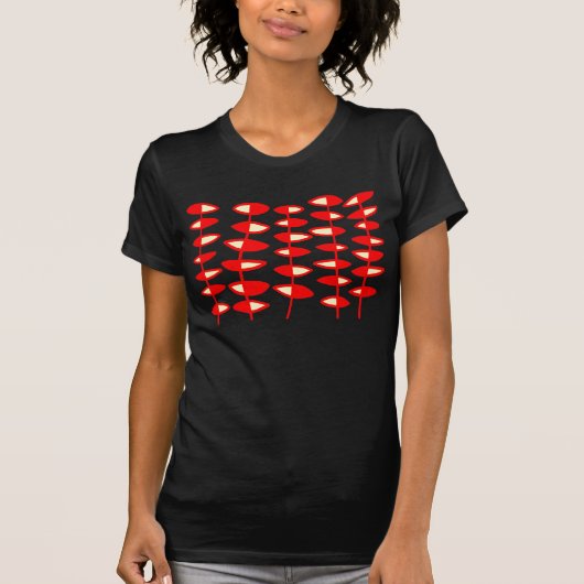 Alternatieve bladeren Abstract - Rood en room T-shirt (Voorkant)