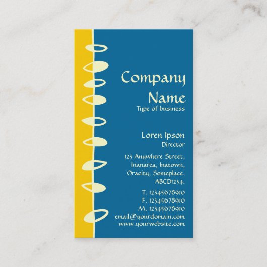 Alternatieve bladeren - Ambergeel, blauw en crème Visitekaartje (Voorkant)