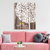 Alternatieve bruiloft gastenboek hart boom geel canvas afdruk (Insitu (Woonkamer))