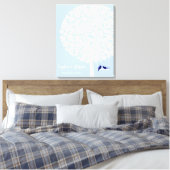Alternatieve bruiloft gastenboek hart boom navy canvas afdruk (Insitu (Slaapkamer))