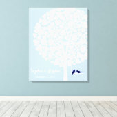 Alternatieve bruiloft gastenboek hart boom navy canvas afdruk (Insitu (Houten vloer))