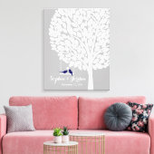 Alternatieve bruiloft gastenboek hart boom navy canvas afdruk (Insitu (Woonkamer))