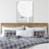 Alternatieve bruiloft gastenboek hart boom navy canvas afdruk (Insitu (Slaapkamer))