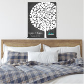 Alternatieve bruiloft gastenboek hartboom blauwgro canvas afdruk (Insitu (Slaapkamer))