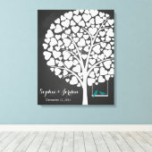 Alternatieve bruiloft gastenboek hartboom blauwgro canvas afdruk (Insitu (Houten vloer))