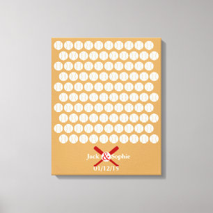 Alternatieve bruiloft gastenboek honkbal kleur canvas afdruk