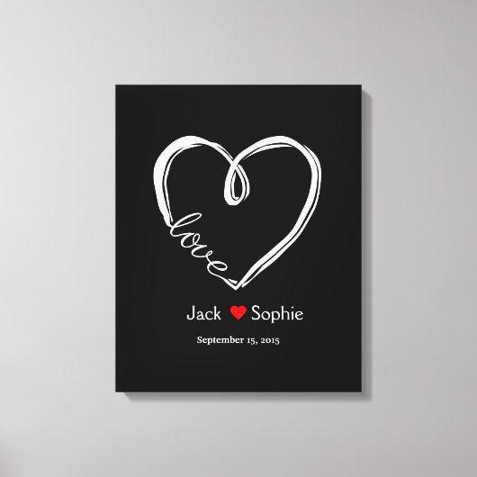 Alternatieve bruiloft gastenboek infinity hart kle canvas afdruk (Voorkant)