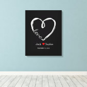 Alternatieve bruiloft gastenboek infinity hart kle canvas afdruk (Insitu (Houten vloer))