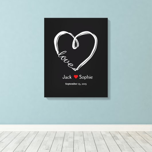 Alternatieve bruiloft gastenboek infinity hart kle canvas afdruk (Insitu (Houten vloer))