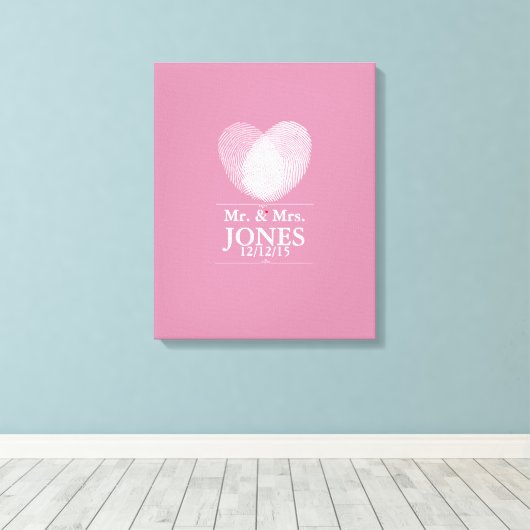 Alternatieve bruiloft gastenboek vingerafdruk hart canvas afdruk (Insitu (Houten vloer))