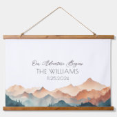Alternatieve bruiloft gastenboek Waterverf Mountai Hangend Wandkleed (Voorkant)