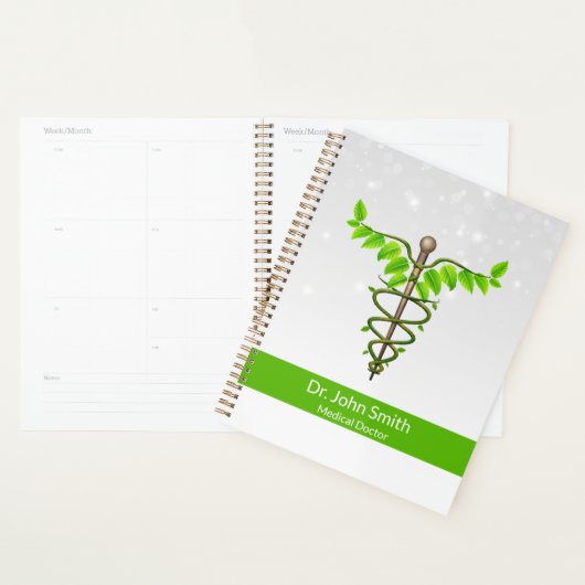 Alternatieve Caduceus Groene Bladeren Witte Medisc Planner (Display)
