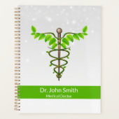 Alternatieve Caduceus Groene Bladeren Witte Medisc Planner (Voorkant)