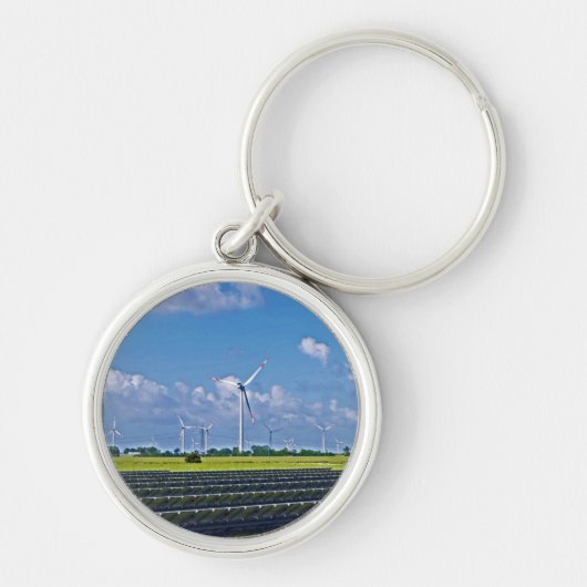 Alternatieve energie - Zonne- en windenergie Sleutelhanger (Voorkant)