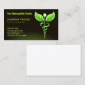 Alternatieve geneeskunde Naturopath Green Caduceus Visitekaartje (Voorkant / Achterkant)