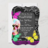 Alternatieve gotische suiker schedel bruiloft kaart (Voorkant)