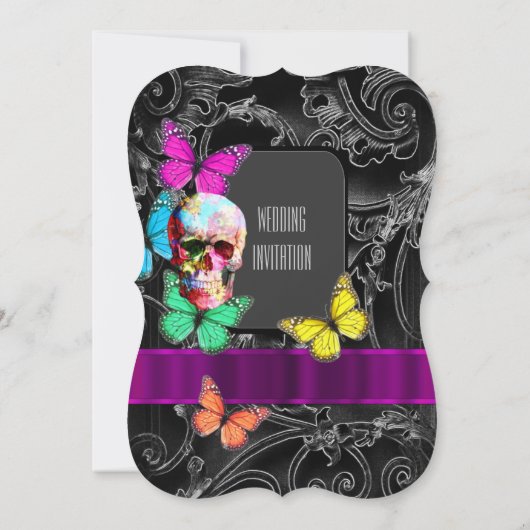 Alternatieve gotische suiker schedel bruiloft kaart (Achterkant)