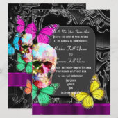 Alternatieve gotische suiker schedel bruiloft kaart (Voorkant / Achterkant)