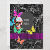 Alternatieve gotische suiker schedel bruiloft kaart (Achterkant)