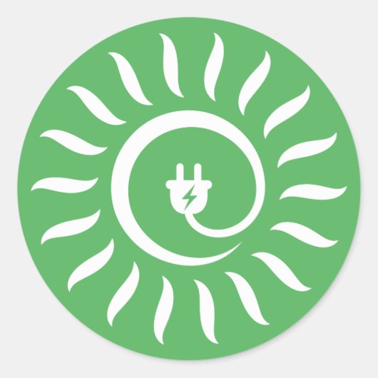 Alternatieve groene energie zonne-energie stekker  ronde sticker (Voorkant)