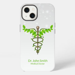 Alternatieve Medische Caduceus Groene Bladeren Wit iPhone 13 Hoesje