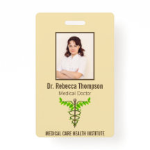 Alternatieve medische kaduceus Green Leaves Beige 