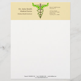 Alternatieve medische kaduceus Green Leaves Beige Briefhoofd