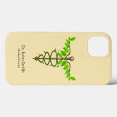 Alternatieve medische kaduceus Green Leaves Beige Case-Mate iPhone Case (Achterkant (horizontaal))