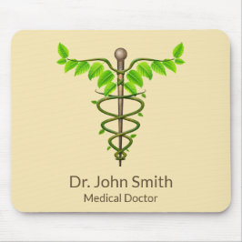 Alternatieve medische kaduceus Green Leaves Beige Muismat