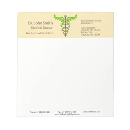 Alternatieve medische kaduceus Green Leaves Beige Notitieblok