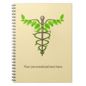 Alternatieve medische kaduceus Green Leaves Beige Notitieboek (Voorkant)