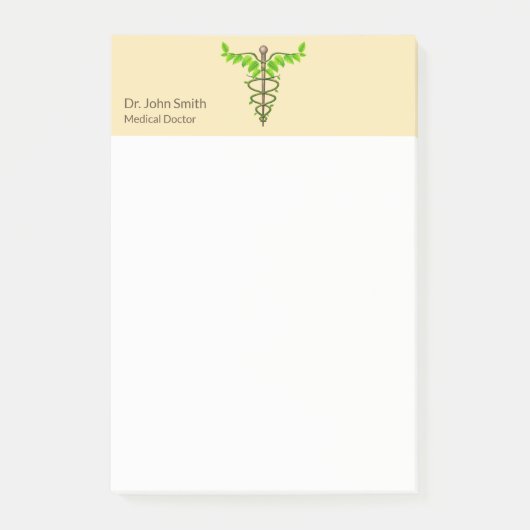 Alternatieve medische kaduceus Green Leaves Beige Post-it® Notes (Voorkant)