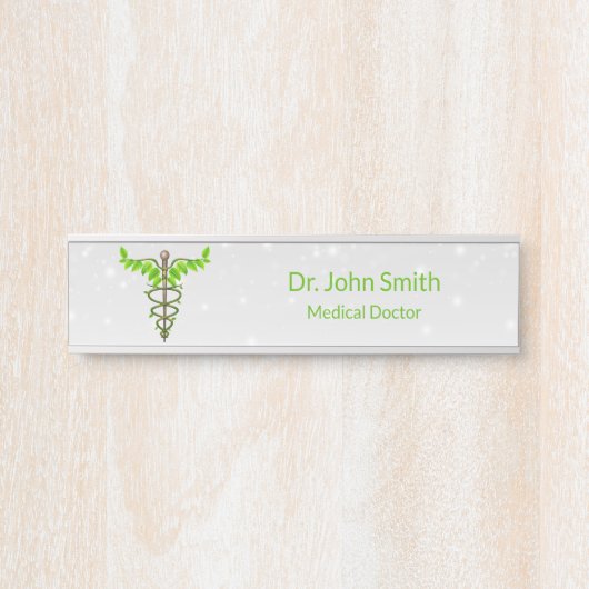 Alternatieve medische kaduceus Green leveert White Deurbordje (Voorkant)