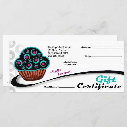 Alternatieve Retro Blauwgroen Cupcake - Cadeaubonn (Voorkant / Achterkant)