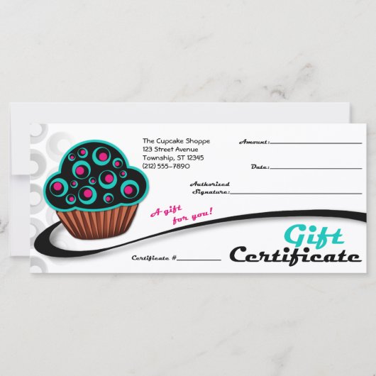 Alternatieve Retro Blauwgroen Cupcake - Cadeaubonn (Voorkant)
