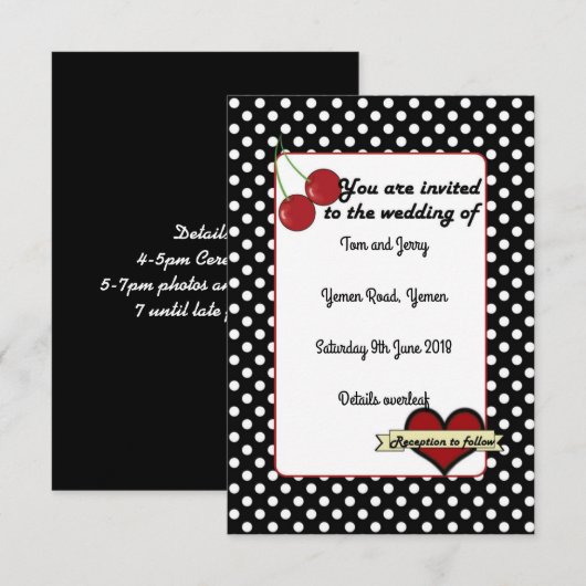 Alternatieve Rockabilly bruiloft uitnodiging (Voorkant / Achterkant)