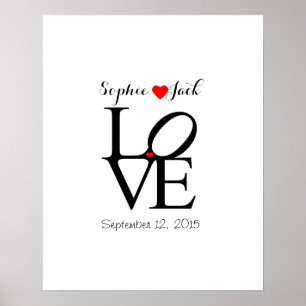 Alternatieve trouwgastenboek LOVE kiezen kleur Poster