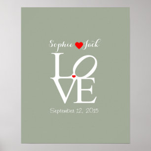Alternatieve trouwgastenboek LOVE kiezen kleur Poster