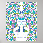 Alternatieve trouwgastenboek pauw kleurrijk poster (Voorkant)