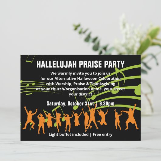 Alternatieve uitnodiging van Halloween PRAISE Part (Staand voorkant)