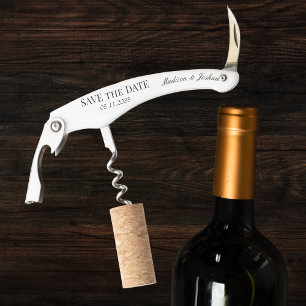Alternatieve Witte Elegante Trouwen Save The Date Kurkentrekker