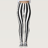 Alternatieve zwarte witte verticale streep leggings (Voorkant)