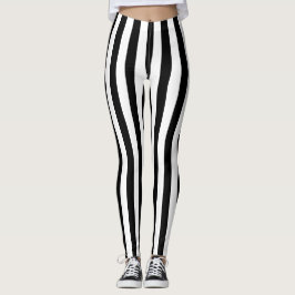 Alternatieve zwarte witte verticale streep leggings