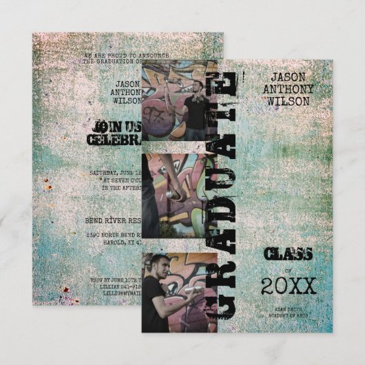 Alternative Three Photos Graduation Grunge Texture (Voorkant / Achterkant)
