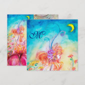 ALTHEA BLOEMENFAIRY Monogram Roze Blauwe Glitters Kaart (Voorkant / Achterkant)