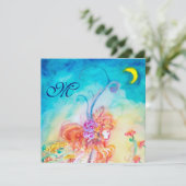 ALTHEA BLOEMENFAIRY Monogram Roze Blauwe Glitters Kaart (Staand voorkant)