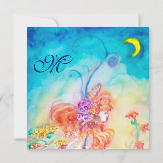 ALTHEA BLOEMENFAIRY Monogram Roze Blauwe Glitters Kaart (Voorkant)