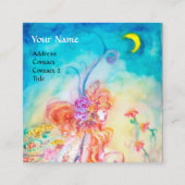 ALTHEA / grillige fee op roze bloem monogram Vierkante Visitekaartje (Voorkant)