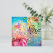 ALTHEA, monogram roze blauwe groene sparken Kaart (Staand voorkant)